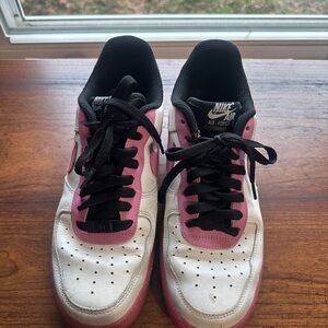 Nike Air Force 1 Pink and White with Black Accents